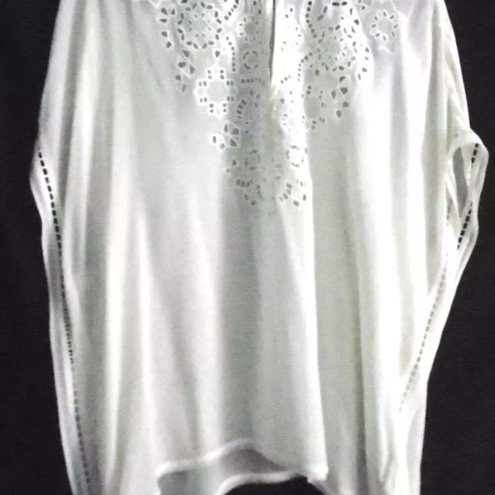 Joie Womens Porcelain Silk Split Neck  Boxy Top Blouse S $228   Size Large